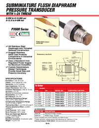 Thumbnail of document Data Sheet - PXM600MU-35BARGV Subminiature, Flush Diaphragm Press. Transducers